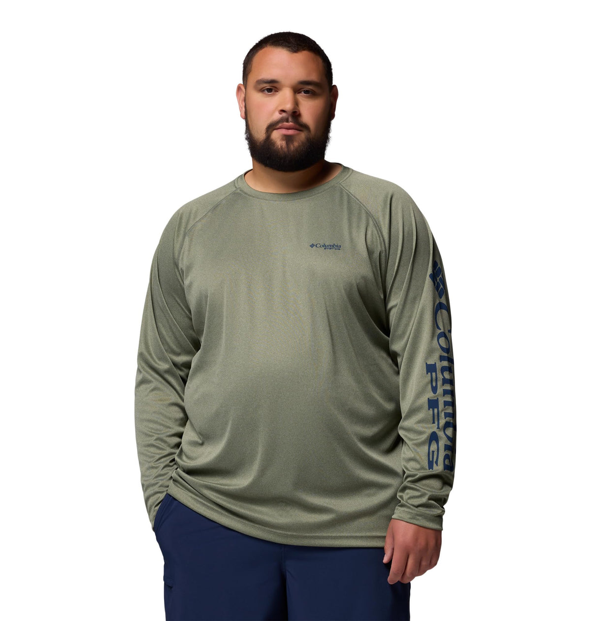 Columbia Men's PFG Terminal Tackle Long Sleeve Fishing Shirt, Cypress Heather/Carbon Logo, XX-Large