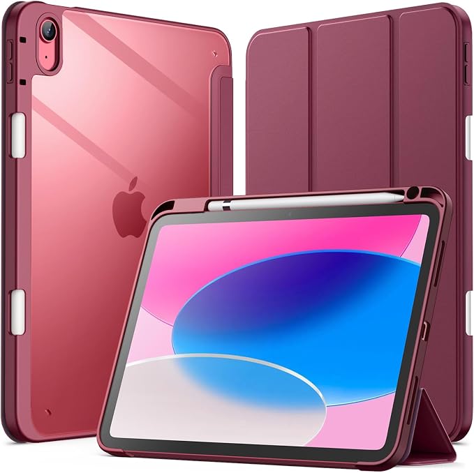 JETech Case Cover for iPad (A16) 11th/10th Gen Black | For 2025/2022 Model Clear Transparent Back Pencil Holder Slim Shockproof Tri-Fold Stand Auto Wake/Sleep