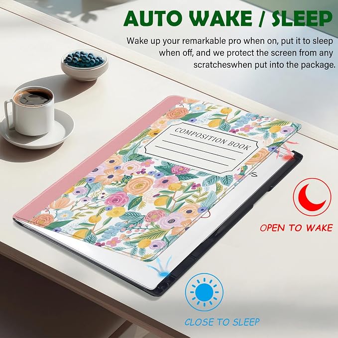 Case for Remarkable Paper Pro Tablet 11.8 (Released in 2024) Hard Back Shell Protective Book Folio Cover with Built-in Pen Holder with Auto Sleep/Wake Function.