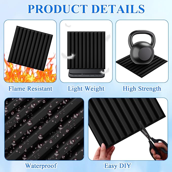 Nuanchu 60 Pcs 3D Slat Wall Panels 12 x 12 Inch PVC Fluted Textured Panel