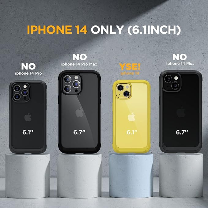 Miracase Glass Series for iPhone 14 Case 6.1 inch, [Built-in Tempered Glass Screen Protector] [Bubble Free] Full-Body Protective Bumper Phone Case with Camera Lens Protector, Lemon
