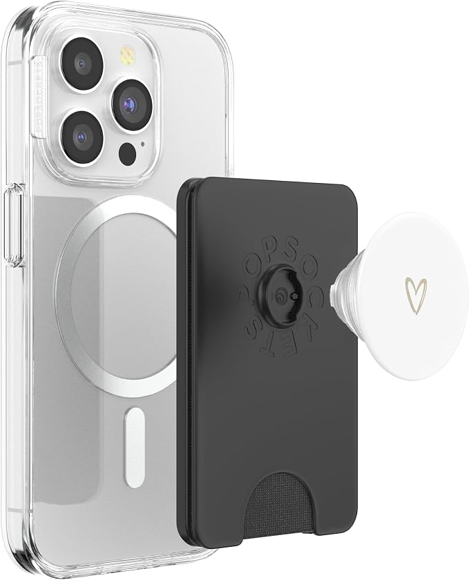 Beige White Minimalist Heart PopSockets Adhesive PopGrip