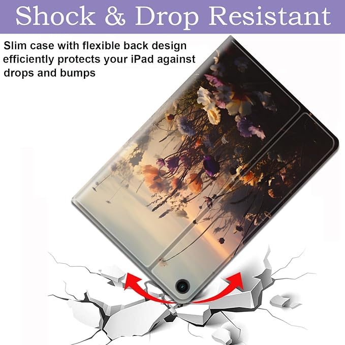 Case for Samsung Galaxy Tab A11 + Plus/A9 + Plus 11 Inch 2025/2023 Ultra-Thin Multi-Angle Protective Cover with Auto Sleep/Wake Black Cat and the Blue Flower