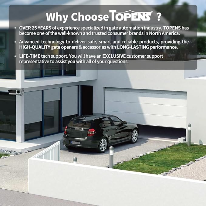 TOPENS HLR01 HomeLink Compatible Universal Receiver with Remote Control Transmitter for Automatic Swing Sliding Gate Opener Garage Door Opener, Security Gate Operator Accessory