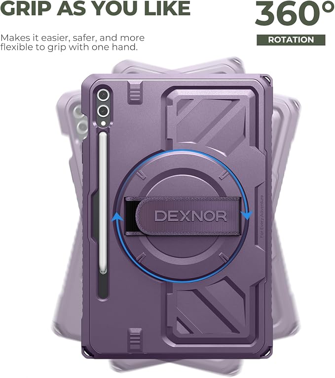 Dexnor Case for Samsung Galaxy Tab A11+/A11 Plus 11 inch 2025 Rugged Protective Case with 360° Rotating Hand Strap &amp Large Steady Stand &amp Screen Protector Shockproof Full-Body Bumper Cover B