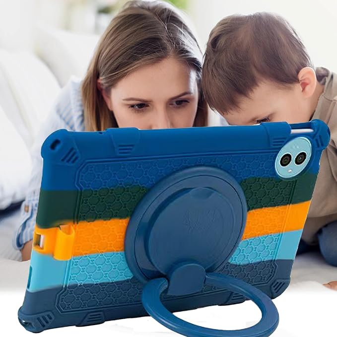 Tablet Case for Teclast P50 11 inch Soft Anti-Stress Silicone Case with 360° Rotate Stand/Pencil Holder/Shoulder Strap/Pen for Teclast P50 (Colorful Blue)