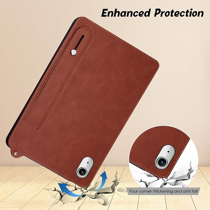 Slim Case for Apple iPad 10th Generation 10.9 Inch 2022 PU Leather Lightweight Hand Strap Stand Feature Drop Protection Back Cover for iPad 10th Gen 10.9 Black