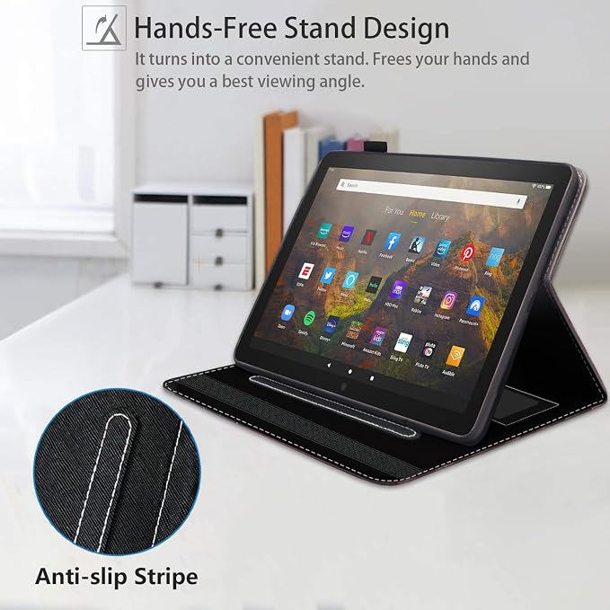 Case for Amazon Kindle Fire HD 8/Fire HD 8 Plus Tablet (12th/10th Generation 2024/2022/2020 Release) - PU Leather Folio Cover with Smart Auto Wake/Sleep Bald Eagle