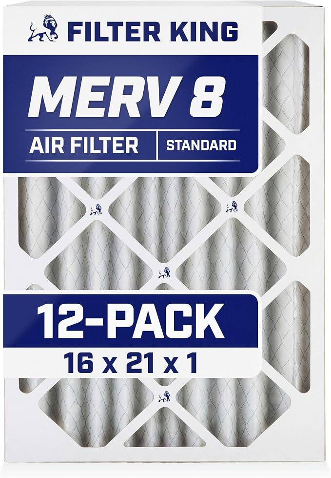 Filter King 16x21x1 Air Filter | 12-PACK | MERV 8 HVAC Pleated A/C Furnace