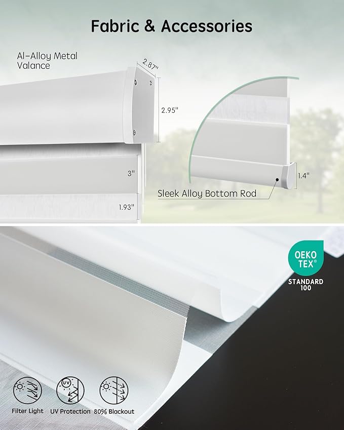 Yoolax Motorized Blinds with Remote, Electric Zebra Blinds for Indoor Windows, Room Darkening Smart Shades with Voice Control, Compatible with Alexa Google Home, APP Control, 28" W x 72" H, White
