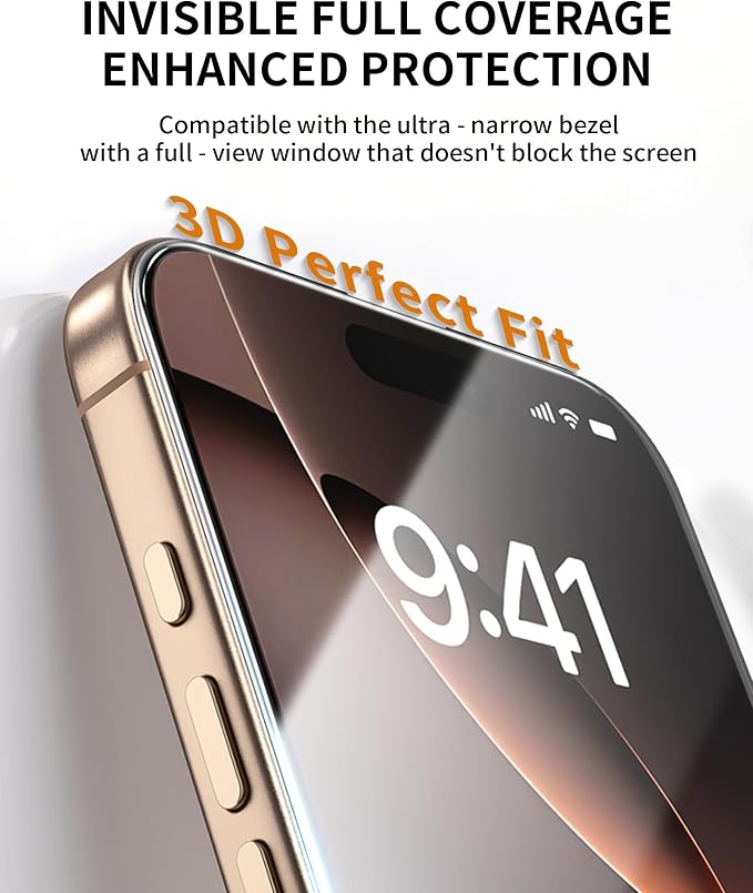 2 Pack 360 Degree for iPhone 17E/16E/14/13Pro/13 Privacy Screen Protector 4-Way Private Anti-Spy Tempered Glass Film with Auto Alignment Dust Free Bubble Free Anti-Scratch 9H Hardness Easy Install