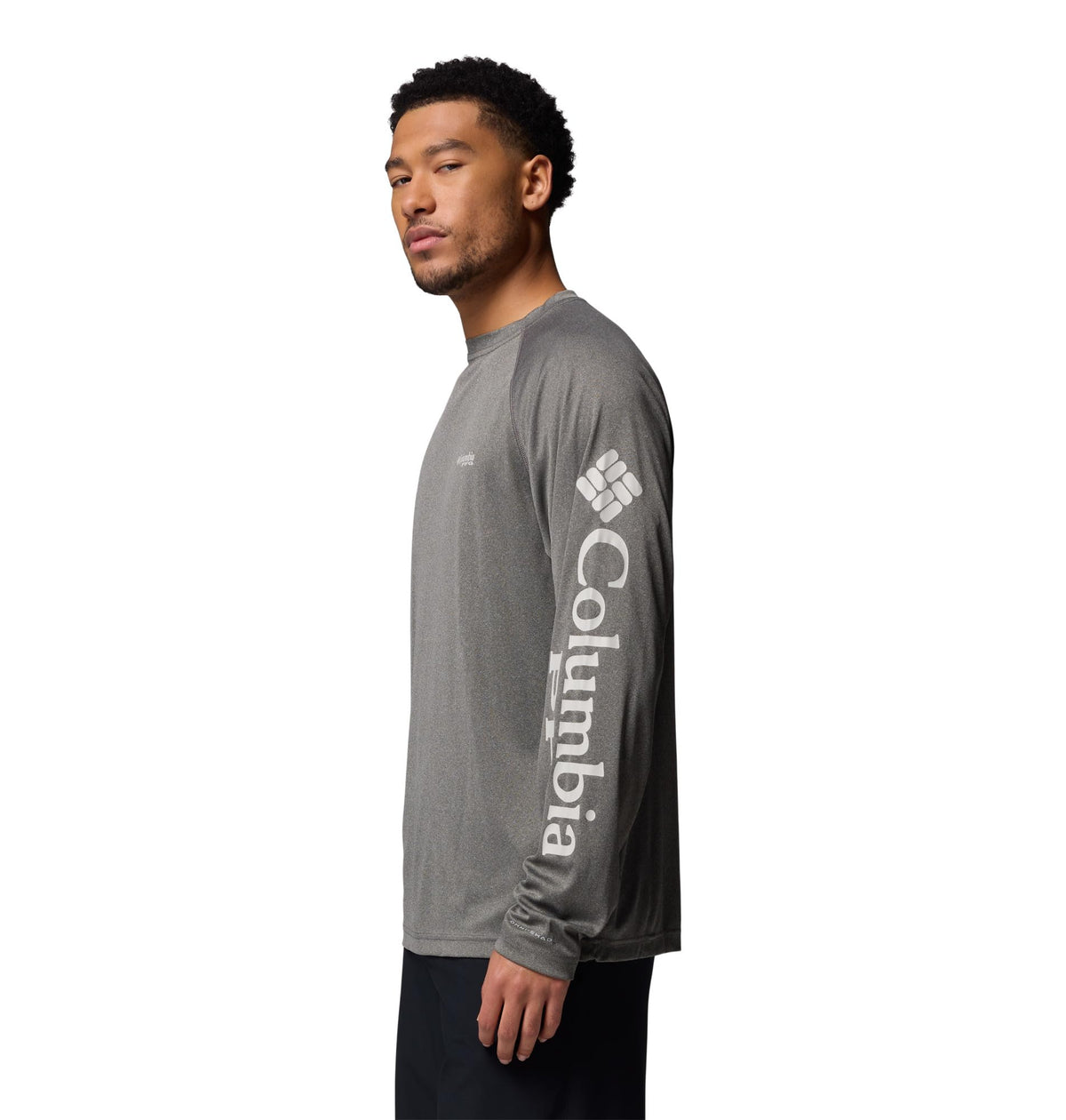 Columbia Men's PFG Terminal Tackle Long Sleeve Fishing Shirt, Charcoal Heather/Cool Grey Logo, 6X