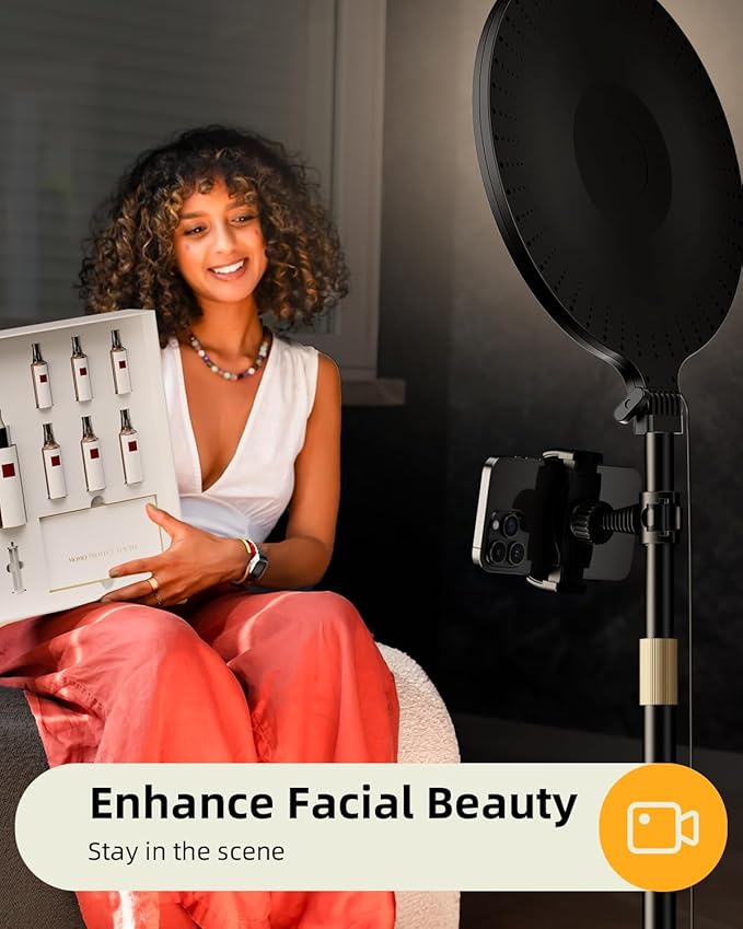 10.5" Ring Light with Stand and Phone Holder - 69" Tripod for iPhone with Light, Professional Led Ringlight for Video Recording/Make up/Streaming, Full Screen Light Ring for YouTube, Tiktok (Black)