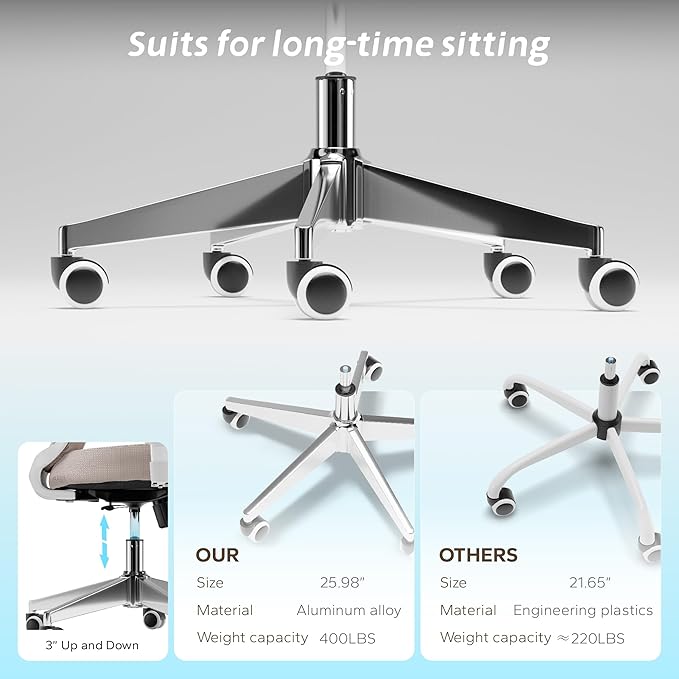 Ergonomic Office Chair with Adjustable Lumbar Support & Flip-Up Armrests - High Back Computer Desk Chair with Thickened Seat Cushion, Rolling Wheels for Home/Office Study Work (05khaki)