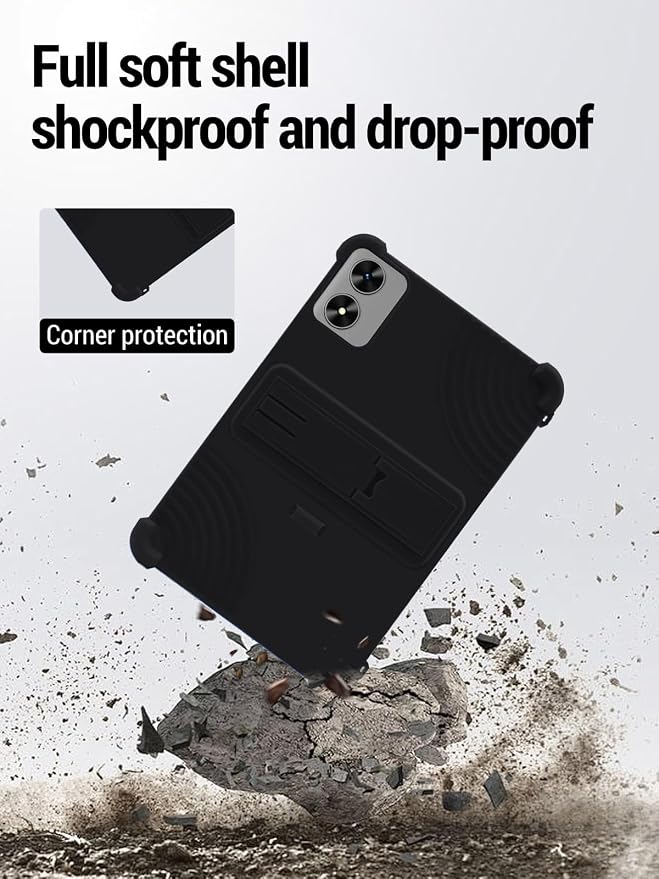 for SHARECLOUD P10_T (10.1 inch) Android 16 Tablet Protective case Shockproof Lightweight Silicone Protective case with Stand Child-Friendly Protection capacitive Stylus Included Black