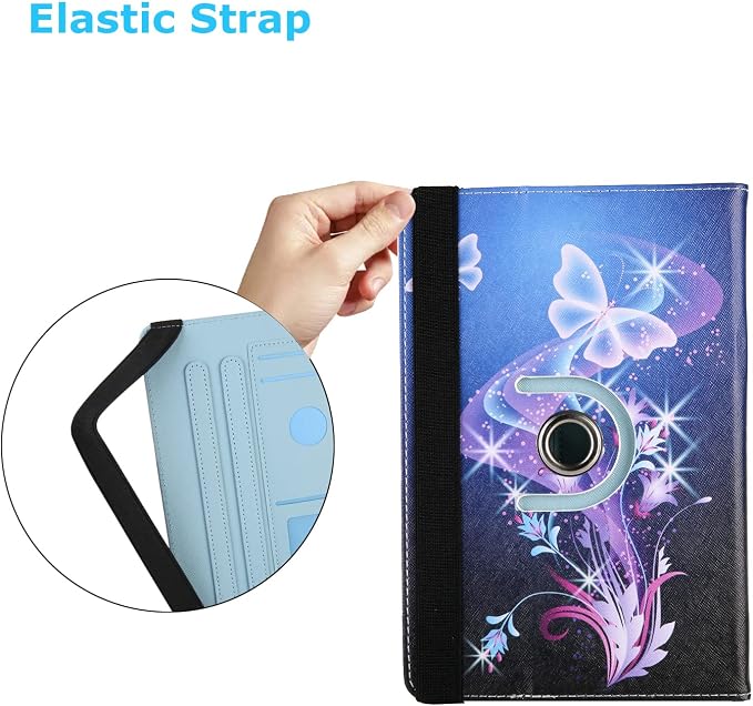 Universal 7 Inch Tablet Case Techcircle Ultra Slim Lightweight PU Leather Stand Folio Flip Wallet Protective Shell Case [Card Slots] [Magnetic Closure] for All 7 Android Tablet PC Cherry Blossom