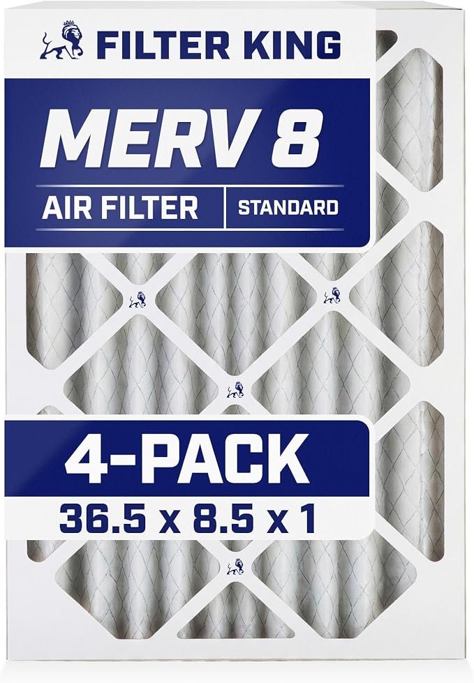 Filter King 36.5x8.5x1 Air Filter | 4-PACK | MERV 8 HVAC Pleated A/C Furnace