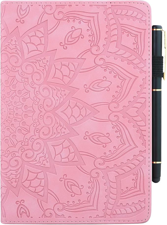 for Kindle Fire HD 8 Tablet (only Fits 10th Generation) &amp Fire HD 8 Plus 8 Case 2020 with Stand/Pencil Holder/Card Pocket/Elastic Band Embossed PU Leather Floral Cover Brown Peacock Flower