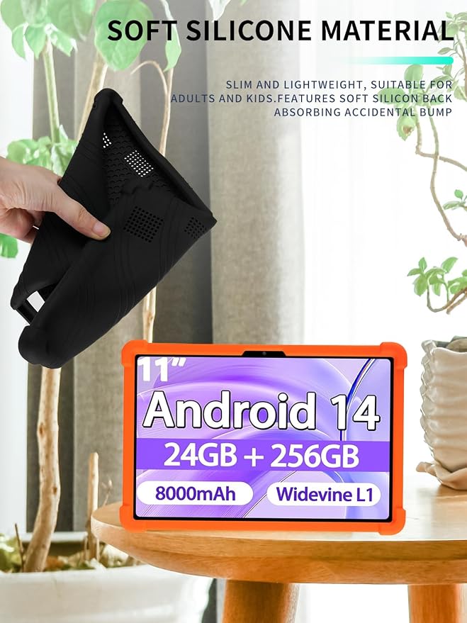 Case for SKYEGG K15 Tablet 11 inch Android 14 Tablets，WUNIAK Shock Proof Lightweight Stand Rubber Shell Protective CoverKids Friendly Soft Silicone Adjustable Stand CoverBlack