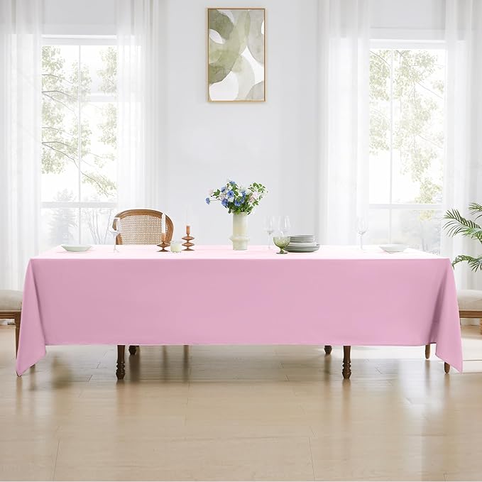 Rectangle Tablecloths 90x132 Inch 6 Pack Pink Tablecloth for 6ft Washable Decorative Linen Polyester Table Cloths for 8ft Dining Table Banquets Buffet Parties and Wedding