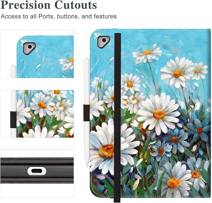 Vimorco for iPad 9th/8th/7th Generation Case 10.2-inch Pencil Holder/Pocket | for iPad Air 3rd Generation Case 10.5-inch for iPad Pro 10.5 Inch Cases Hand Strap Adjustable Angle Beach Path Scenery
