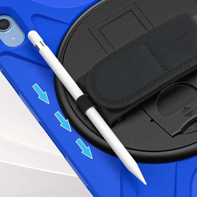 ZenRich Shockproof Case for iPad (A16) 11th/10th Generation Black | Pencil Holder 360° Rotating Kickstand Hand Strap Adjustable Carrying Strap Heavy Duty Rugged