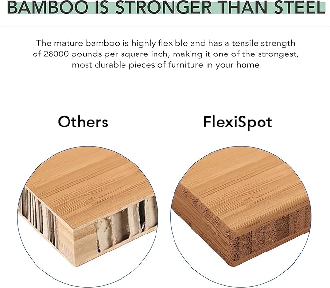 FLEXISPOT E6 Pro Oval Leg Dual Motor 3 Stages Bamboo Electric Standing Desk 60x30 Inch Whole-Piece Board Height Adjustable Electric Sit Stand Up Desk (White Frame + Bamboo Curved Desktop)