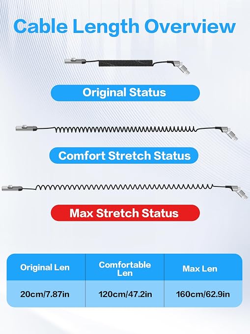 YACSEJAO Coiled USB C Charging Cable with USB A Adapter 2-in-1 Spring Coiled Phone Charger Cord 480Mbps Data Transfer Compatible Tablets Laptops Power Banks and More (Right Angle)