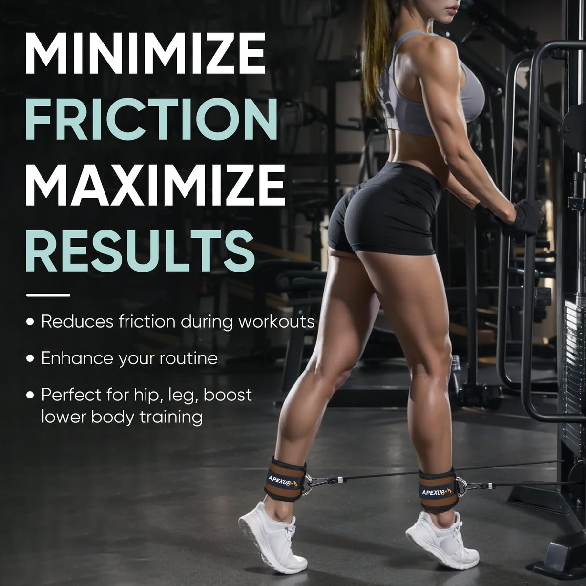 APEXUP Ankle Strap for Cable Machine, Ankle Resistance Bands, Cable Kick Back Straps for Gym, Glute Workouts, Leg Extensions, Adjustable Straps with Neoprene Padding (Single, Mocha)