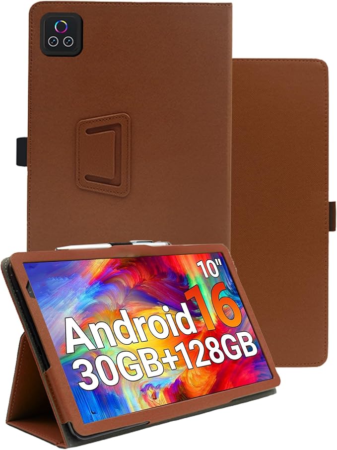 Case for Urao X109 10.1 Inch Tablet (Black) | PU Leather Folding Cover with Pen Holder and Wrist Strap Business Travel Portable