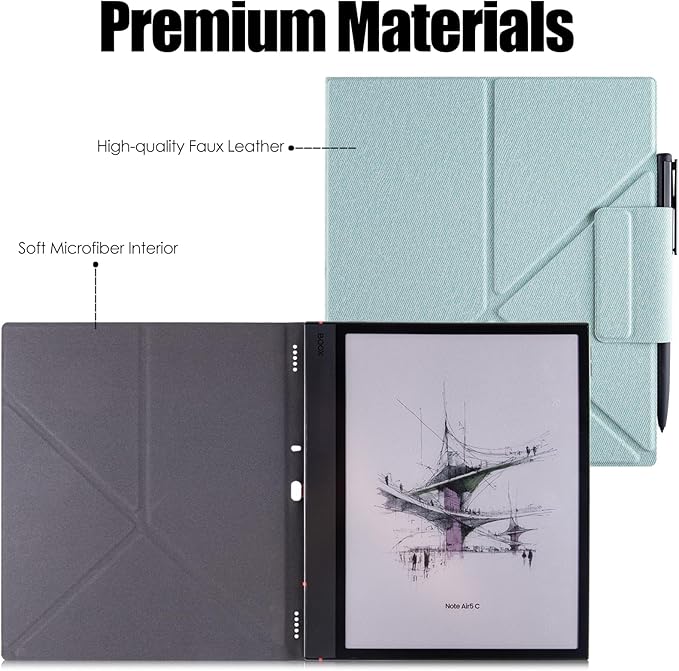 Case for Boox Note Air 5 CPU Leather Magnetic CoverBrown | Thin &amp Lightweightwith Auto Sleep/Wake2-Way Origami StandPen Buckle Design