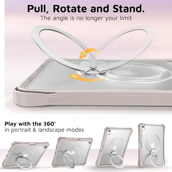 Dteck for Apple iPad 11 inch (A16 11th Gen) iPad 10.9 inch (10th Gen) Slim Clear Case with Kickstand Pencil Holder Reinforced Shockproof Corners Soft TPU Lightweight Protective Cover Transparent