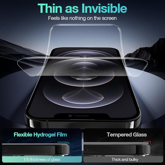 3 Pack Flexible Film Screen Protector for iPhone 12 Pro Max Non-breakable Soft TPU Hydrogel Film for iPhone 12 Pro Max Screen Protector Film (NOT Glass)