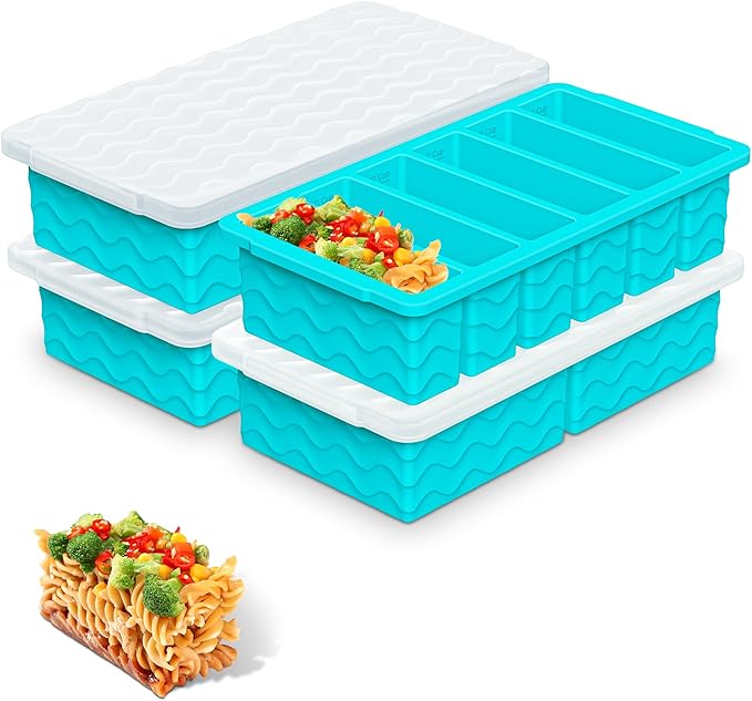 4-Pack Silicone Freezer Trays with Lid, Soup Freezer Container Molds