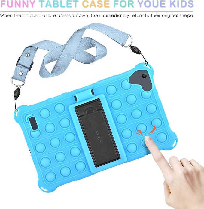 DETUOSI Silicone Case Compatible with Samsung Galaxy Tab A 8.0 2019 Without S Pen Model (SM-T290/T295/T297) Lightweight Protective Cover with Strap for Galaxy Tab A Case 8.0 2019 Dazzling Pink