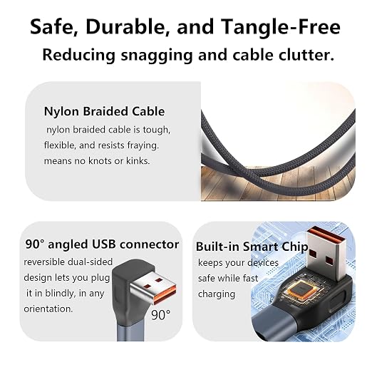 90-Degree USB to Dual Type C Splitter Cable USB-A Splitter Extension Cable with Type C Male and Female Connector 1 in 2 Out for Phone15/16LaptopTabletPower BankCar 20cm/0.65ft