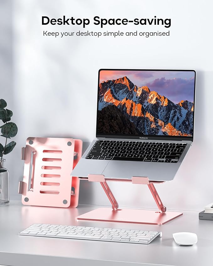 Adjustable Laptop Stand, Ergonomic Computer Stand for Desk, Aluminum Ventilated Colling Laptop Riser Holder Mount Compatible with MacBook Pro Air, HP, 10-15.6" All Laptops
