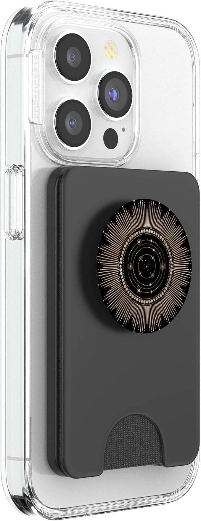 Celestial Moon Phases Planet Black and Gold PopSockets Adhesive PopGrip