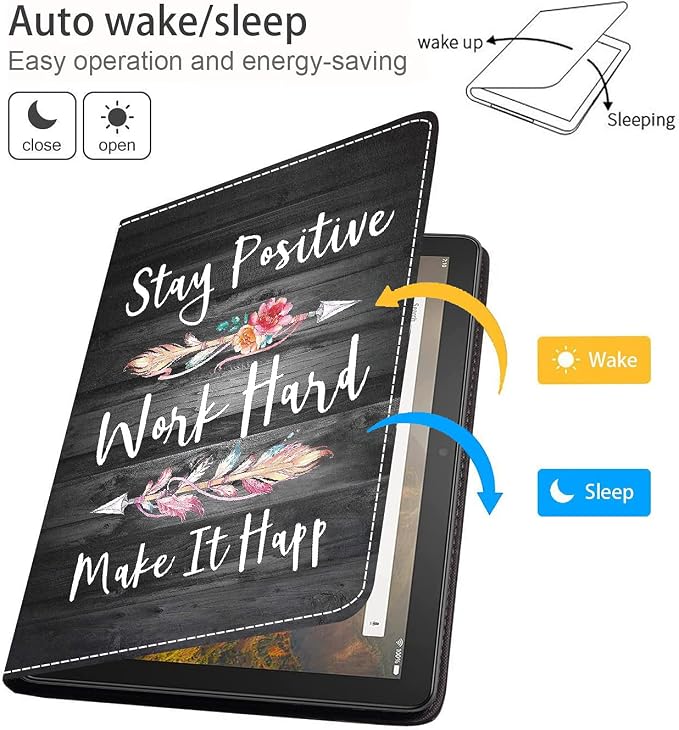 Case for Kindle Fire HD 8/Fire HD 8 Plus Tablet (12th/10th Gen 2022/2020 Release) - Slim Lightweight PU Leather Stand Cover with Auto Wake/Sleep Celestial Theme Sun with Crescent Moon
