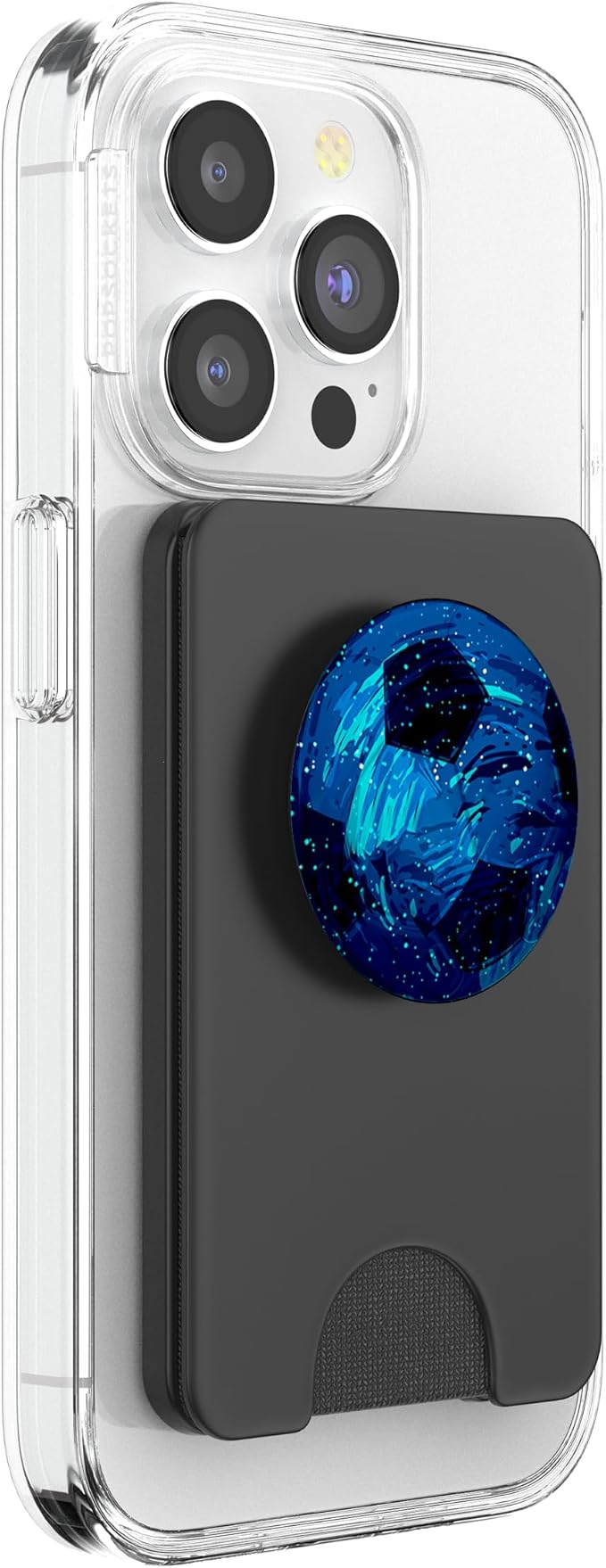 Galaxy Soccerball Blue Cool Sport Art Football Player Gift PopSockets Adhesive PopGrip