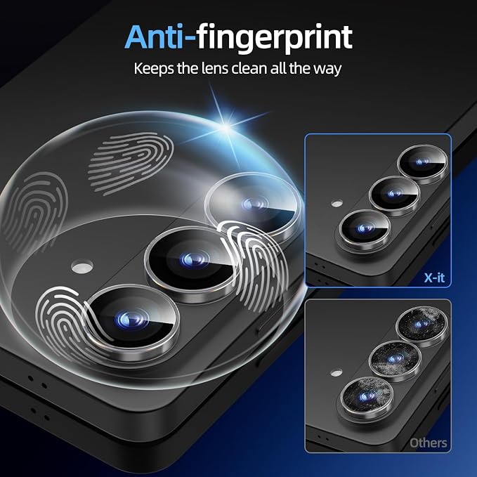 X-it Camera Lens Protector for Samsung S25 9H Tempered Glass Independent Metal Aluminum Edge Original Protection Design Suitable for Phone Case Anti-scratch Anti-reflectiveBlue