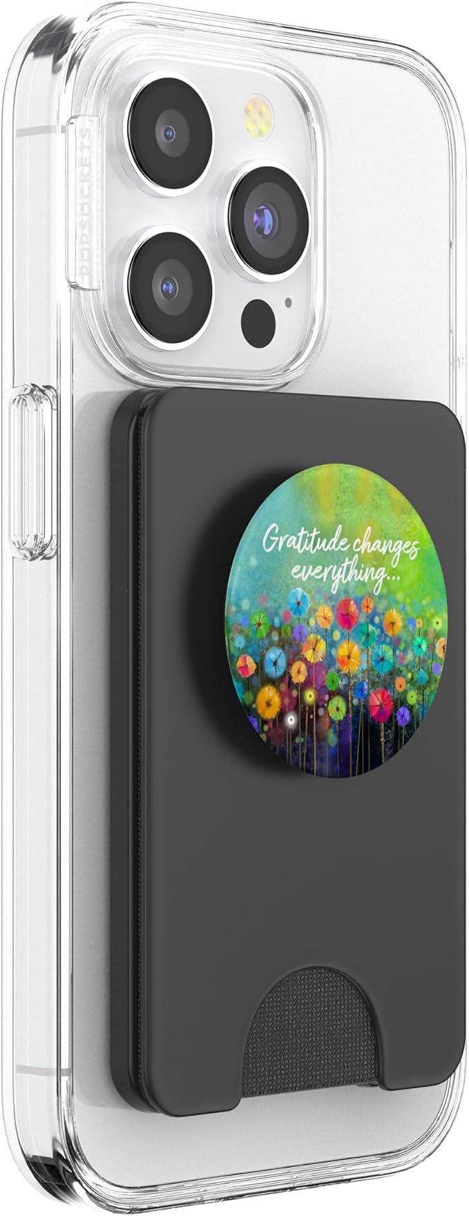 Gratitude Changes Everything Colorful Artistic Flowers PopSockets Adhesive PopGrip