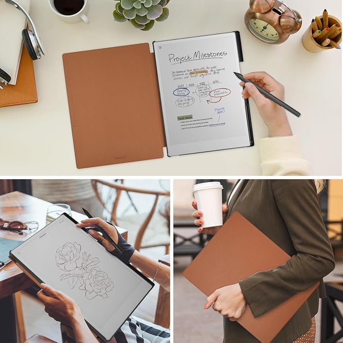Caweet Case for Remarkable Paper Pro 11.8 2024 Slim Hard Back Shell Protective Book Folio Cover with Built-in Pen Holder and Auto Wake/Sleep Black