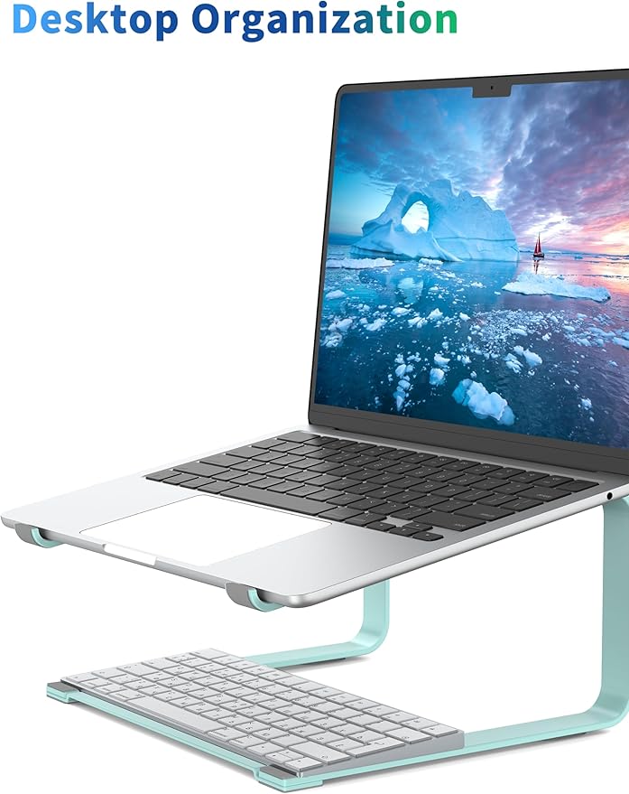 SOUNDANCE Laptop Stand for Desk, Metal Computer Riser, Heavy Stable PC Holder, Ergonomic Laptops Elevator for 12 to 17.3 Inches Notebook Computer, Blue