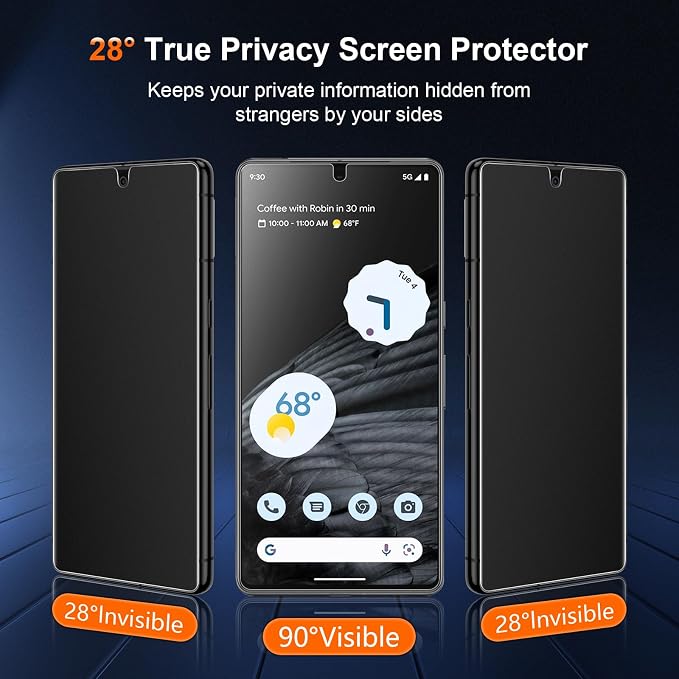 [2 Pack] Anti Glare Matte Privacy TPU Screen Protector for Google Pixel 10 (Not Glass) Fingerprint Sensor Compatible Full Adhesive Flexible Film Easy Installation