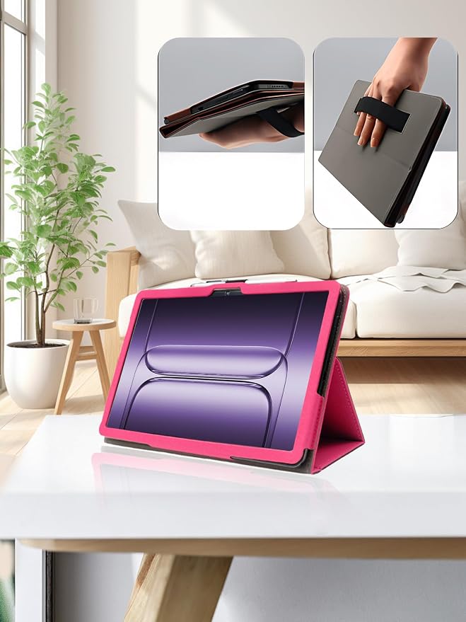for OnePlus Pad 3 2025 13.2 Inch Android Tablet CaseBOVUGAC Folding Stand Protective Cover with Pencil Holder and Wrist StrapFull Protection Premium PUScratch Resistant(Black)