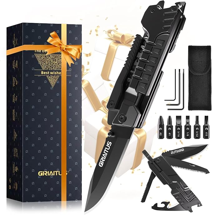 17-in-1 Multitool Knife, Multi-Tool Gift for Men, Camping EDC Pocket Knife