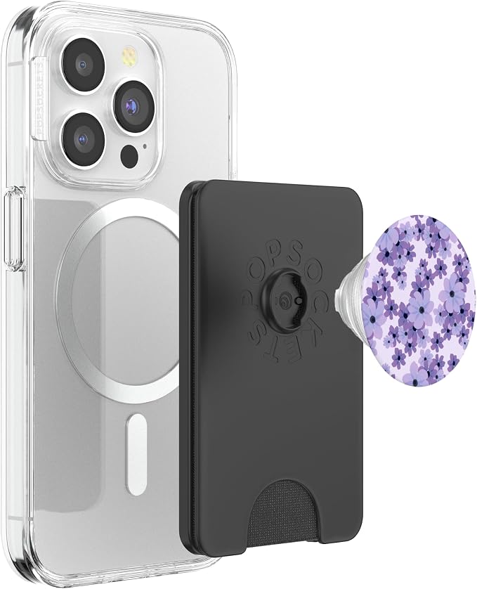 Purple Flowers Pattern Pop-Up Socket Grip-Flowers Floral PopSockets PopGrip for MagSafe