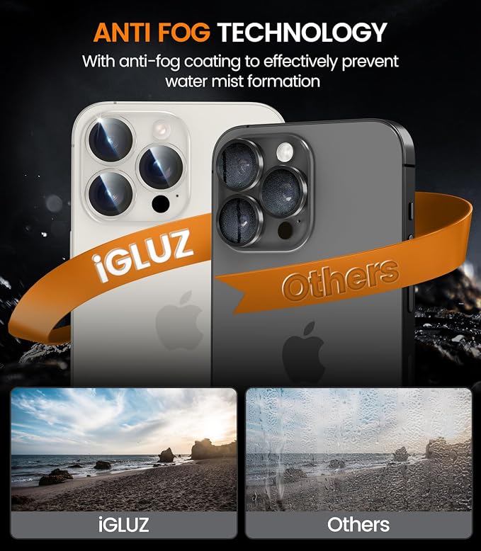 iGluz 2 Pack Anti-Reflection Camera Lens Protector for iPhone 17/16/16 Plus [98% Transmittance][1-Step Installation][Strong Adsorption] 9H Shatterproof Tempered Glass-Black
