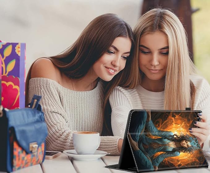 Case for All-New Amazon Fire HD 10 and 10 Plus Tablet (13th/11th Generation 2023/2021 Release) 10.1 Multi-Angle Smart Stand Cover Auto Sleep/Wake Skull and Fire
